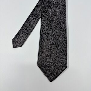Norseman Black Silver Geometric Bubble Pattern Necktie Mens One Size